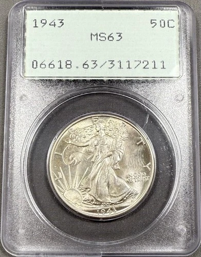 1943 Walking Liberty Half Dollar 50c - PCGS MS63 - OGH Rattler Holder