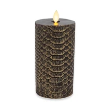 Luminara Snake Pattern Flameless LED Candle, Black & Gold 3" x 6.5", Moving F...
