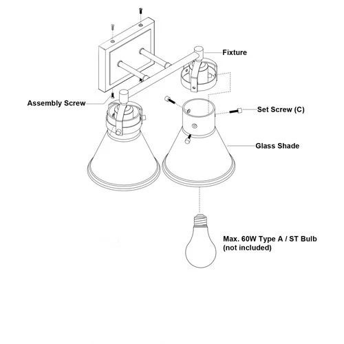 Vaxcel Lighting W0411 Mason 2 Light 16"W Vanity Light - Black - Picture 3 of 9