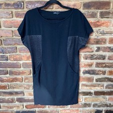 Mango MNG Casual Black Metallic Mesh Short Sleeve Mini Dress Women's Size XS