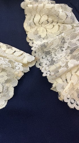 Vintage 60s Dress Lace Jabot Peter Pan Collar & Cuffs Long Sleeve Victorian  - Picture 5 of 5