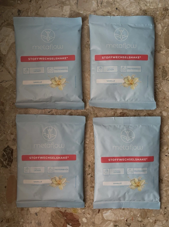 Metaflow Stoffwechselshake Vanille 4x50g Probiergrösse NEU