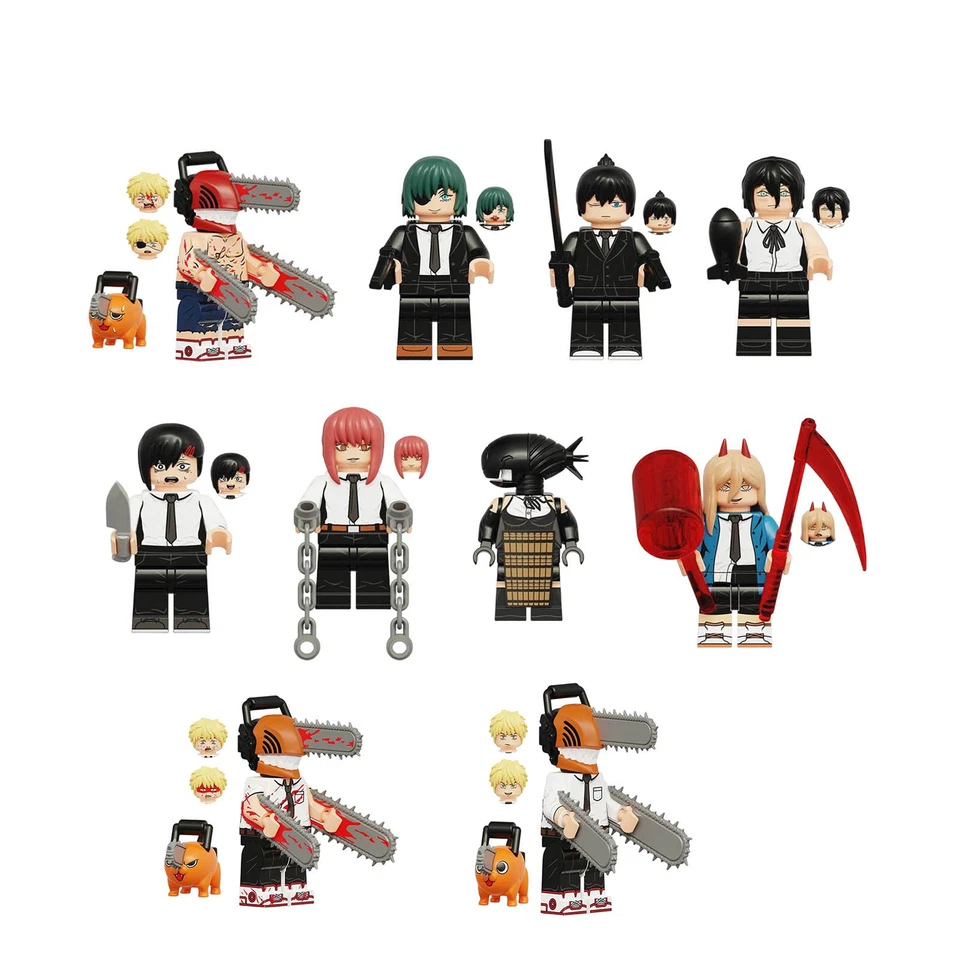 MARKNLOS Chainsaw Man Minifigur Baustein Set Spielzeug Figuren Kind Action Geschenk