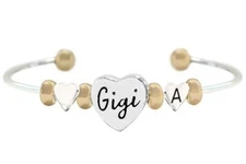 Custom Gigi Two Tone Gold Silver Cuff Bracelet Jewelry Child Choose Initial