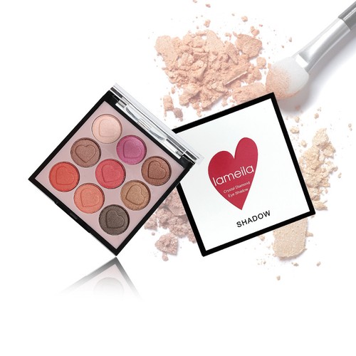 9 Farben Intensiv Kristall Diamant Creme Lidschatten Palette Matt #01 - Halal