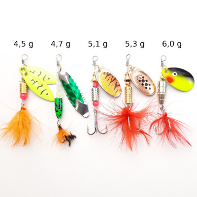 5-er Set SPINNER 4,5 - 6 g Trout Bait Forellen Köder Spoons Blinker Spinn Jig 