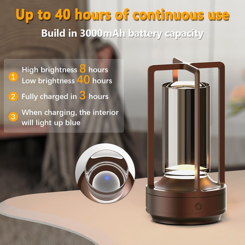 Small Cordless Table Lamps Rechargeable Set of 2 for Indoor/Outdoor, Portable Ba - Picture 3 of 10