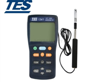 TES-1341 Hot-Wire Anemometer Air Flow Volume 0.1 To 30.0 M/S Fast Response rc