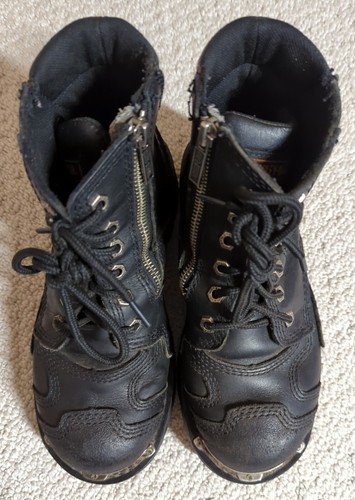 Harley Davidson Womens Size 7.5 Black Lace Up & Zip Up Leather Boots 24 - Picture 5 of 12