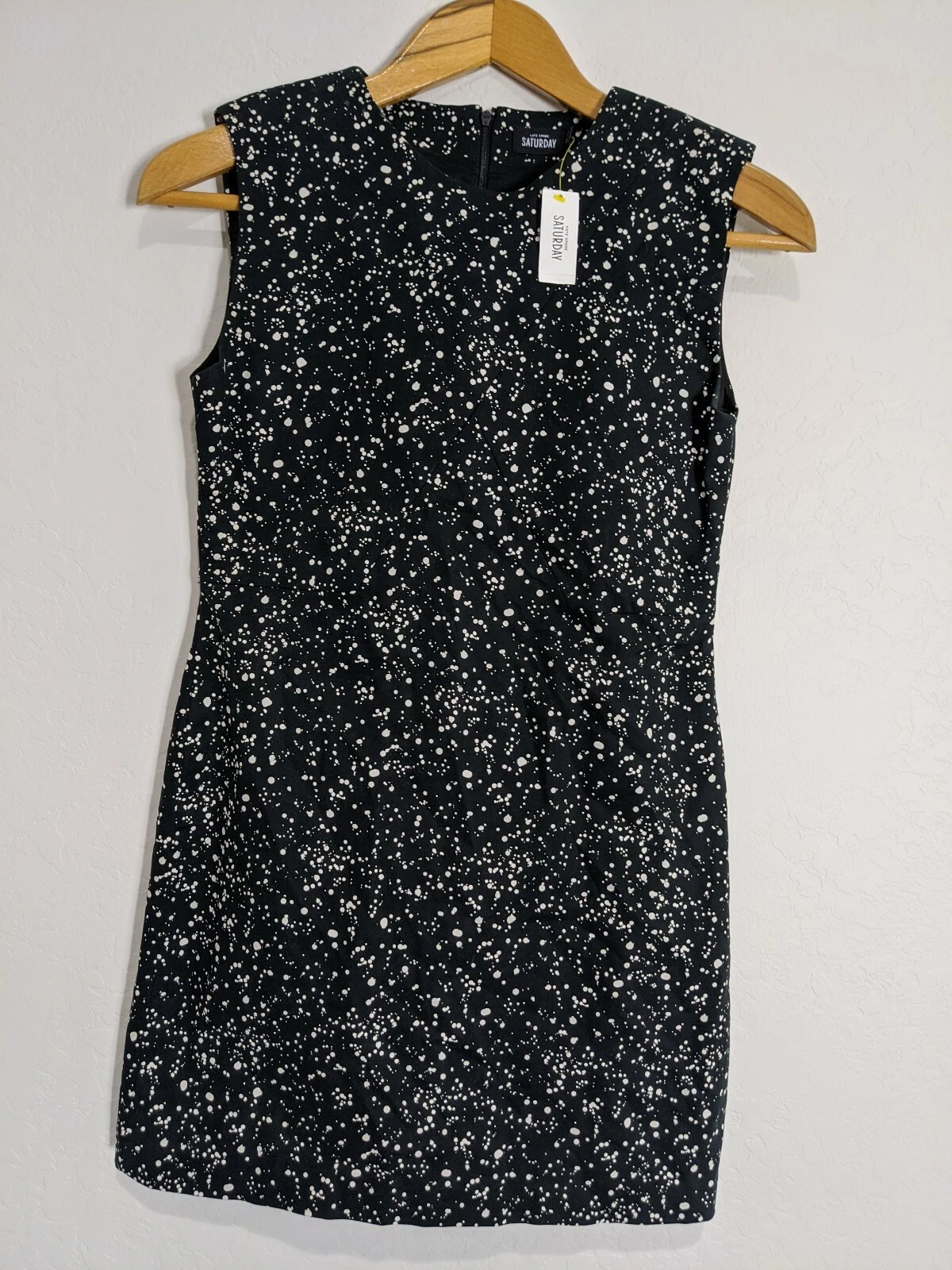 Abito donna Kate Spade Saturday Galaxy stampa cambio nuovo con etichette taglia 4 nero