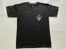 HUF Worldwide Men Black Graphic T Shirt Size S