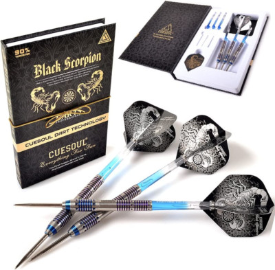 Black Scorpion 22/24/26 Grams Tungsten Steel Tip Dart Set,Barrel with Titanium C
