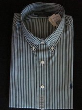 Ralph Lauren Custom Fit Green,Black White Stripe Shirt - NWT-