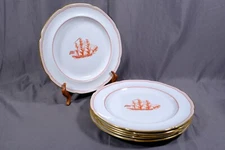 6 x Spode Copeland England  Red Trade Winds with Gold Trim Dinner Plates 10 1/4"