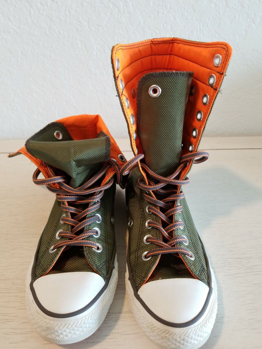 Converse All Star Hi Boots 137546C Flat Green Orange Fold Converse All Star Hi Boots 137546C Flat Green Orange Fold