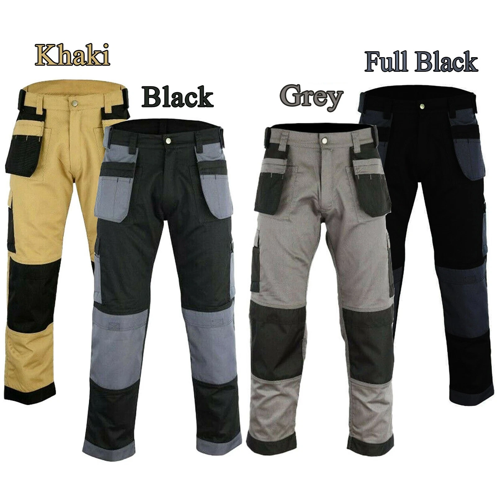 Men's Black Work trouser with knee pad holster pocket Grey Cargo Pant YKK Zip
Opens in a new window
