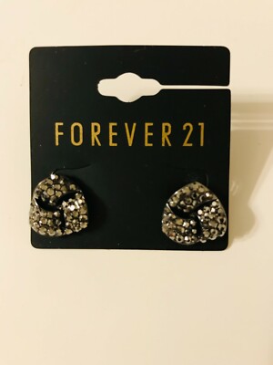 FOREVER 21 AND FOSSIL EARRINGS BLING AND PEACE SIGN PAIRS PIERCED SILVER  TONE