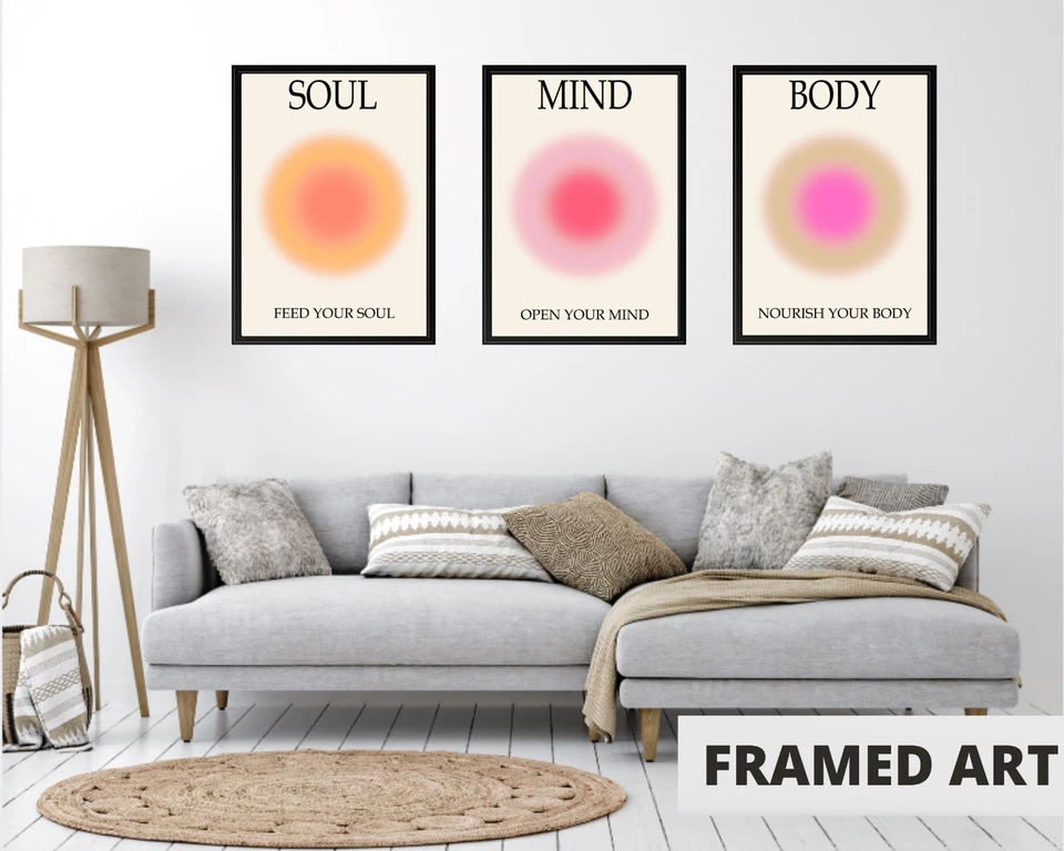 Набор плакатов с положительной аурой из 3 плакатов в рамке 11x17 дюймов набор с аурой Zen настенное искусство подарок - Изображение 2 из 4