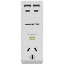 NEW Monster Single Socket Surge Protector with USB-C  USB-A Ports White