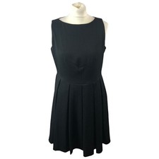 Coast Womens Dress Black UK 12 A Line Sleeveless Midi Pleated Textured Lined