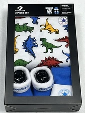 Converse Infant Dinosaur 3 Piece Set Booties Hat Newborn 0-6 Months Baby NEW