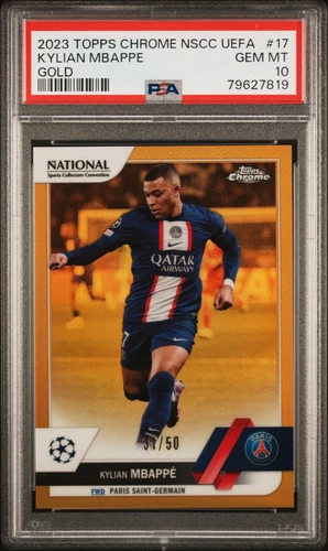 2023 Topps Chrome NSCC UCC Kylian Mbappe Gold Refractor /50 PSA 10 #17