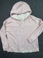 O'Neill Womens Hoodie Sweater Pullover Size Large Pink Striped 100 Cotton