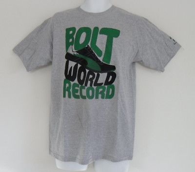 Puma USAIN BOLT WORLD RECORD TEE 100M Graphic Running Shirt Top Men size Lrg nwt