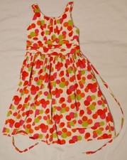 Rare Editions Girls Size 10 Pink Orange Green Polka Dot Sleeveless Dress