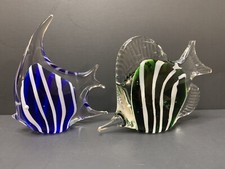 Beautiful Murano Style Art Glass HandBlown Angel Fish Paperweight Figurines Set.