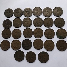 27 Coins UK King George V & George VI Half Penny Coins 1918-1952 See Description
