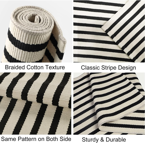 Front Door Mat Outdoor Cotton Handwoven Farmhouse Layered Door Mat Washable Stri - Picture 2 of 12