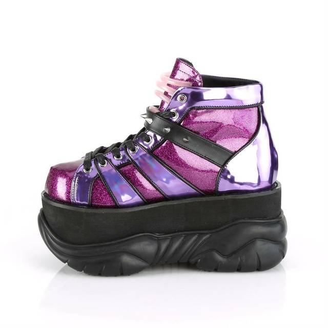 Demonia Purple Hologram Rave Ankle Boots Platforms Trainers Sneakers NEPTUNE-100 | eBay