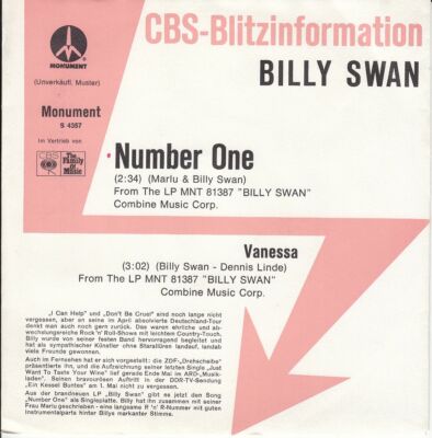 7  BILLY SWAN: Number One   PROMO  MINT