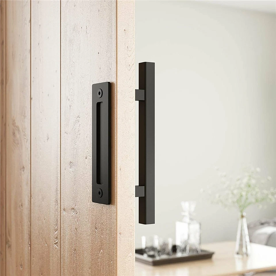 12''Barn Door Handle Black Embedded Translation Wooden Door Interior Door Handle - image 4 of 4