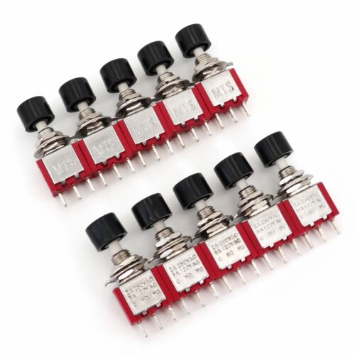 10PCS Black Cap 3 Pin SPDT 6mm Snap-Acting Momentary Mini Push Button Switch - Picture 1 of 5