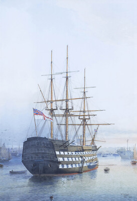 HMS Victory Lord Nelson's Flagship Portsmouth Harbour 35'' Painting Canvas Print