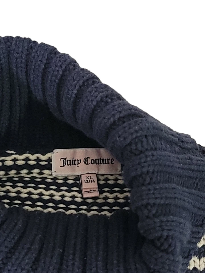 Vestido Juicy Couture Niñas Azul Marino Blanco Rayas 100% Algodón Cuello Alto XL12/14 Foto 3 de 4