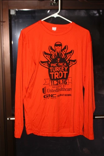 Men's Sport Tek Size Medium Orange Microfiber Long Sleeve Shirt Pittsburgh C BOX