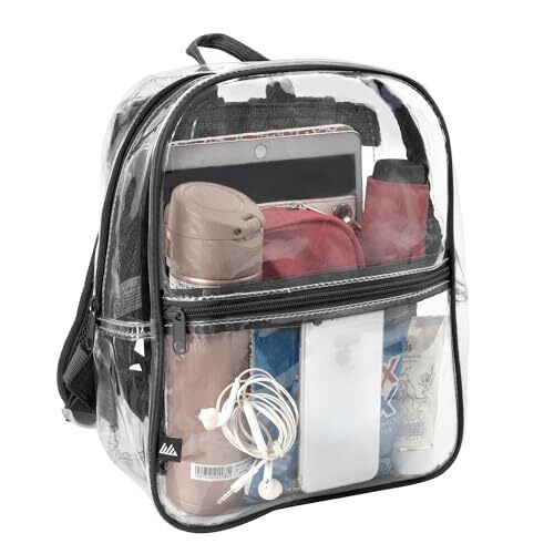 Mini transparenter Rucksack Stadion zugelassen klein transparent Konzerttasche für die Arbeit, schwarz - Bild 8 von 8