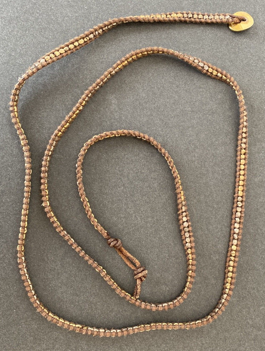 CHAN LUU 925 Sterling Silver Gold Tone Faceted Beads Brown