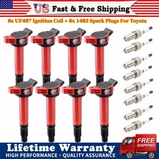 UF487 Ignition Coil and Spark Plug 1483 For Toyota Tundra V8 4.6L 4.7L 5.7L 2010