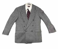 Vtg Yves Saint Laurent Men's Worsted Wool Houndstooth Double Breasted Jacket 42