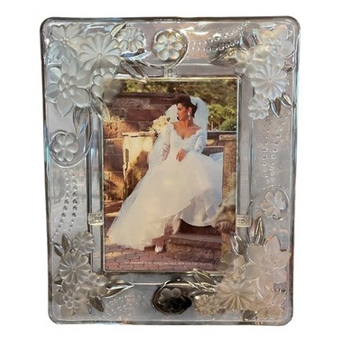 VTG Frosted Clear 9X11 Picture Frame Crystal Clear Studios Japan Holds 5X7 photo