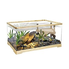 Turtle Fish Tank with Turtle Basking Platform, 20" x 9.5" x 9.5" Aquatic Turt...