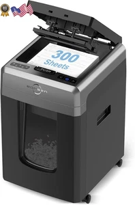 BONSEN 300-Sheet Auto Feed Paper Shredder 60 Minutes Non-Stop Commercial
