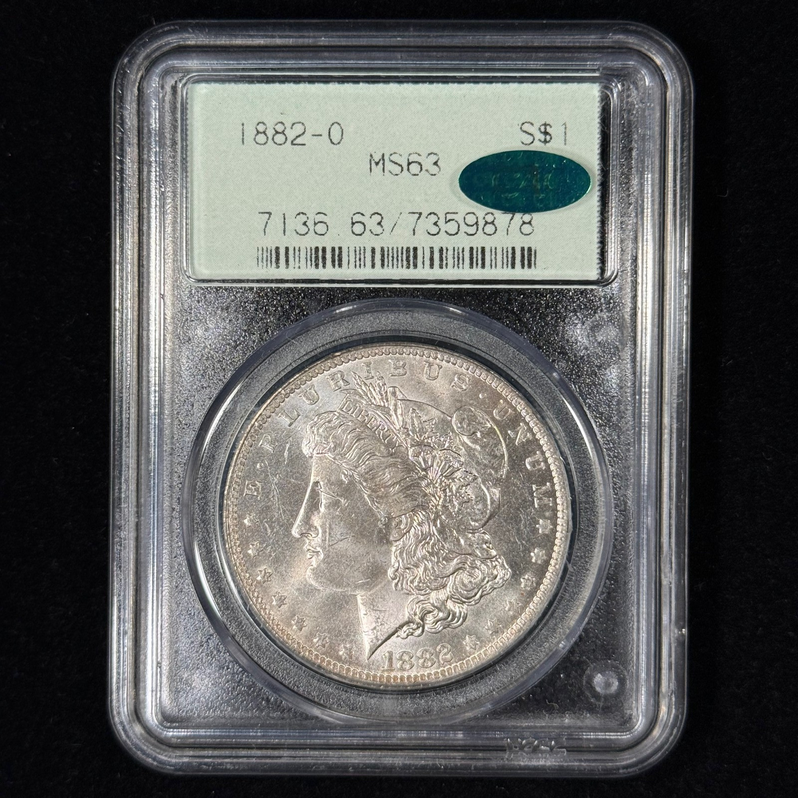 1882-O $1 MS63 OGH Morgan Silver Dollar - PCGS Gen 2.1 Holder - CAC Approved