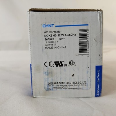 Chint Electric NCK3-60 AC Contactor 120V 50/60Hz