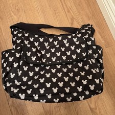 Disney Mickey Mouse Diaper Bag Crossbody Tote Black White Silhouette Print Large