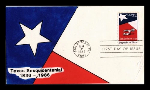 DR JIM STAMPS US COVER REPUBLIC OF TEXAS SEQUICENTENNIAL FDC SCOTT 2204